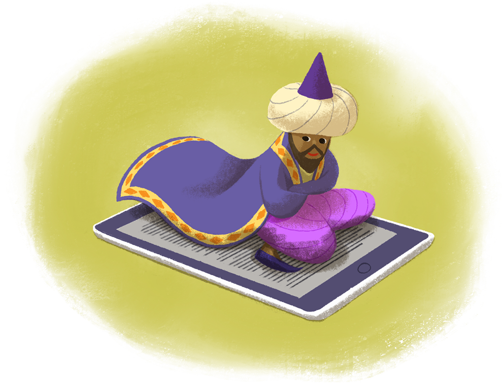 Wizard on flying carpet
