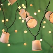 strand of lights with small Kurig cups attached
