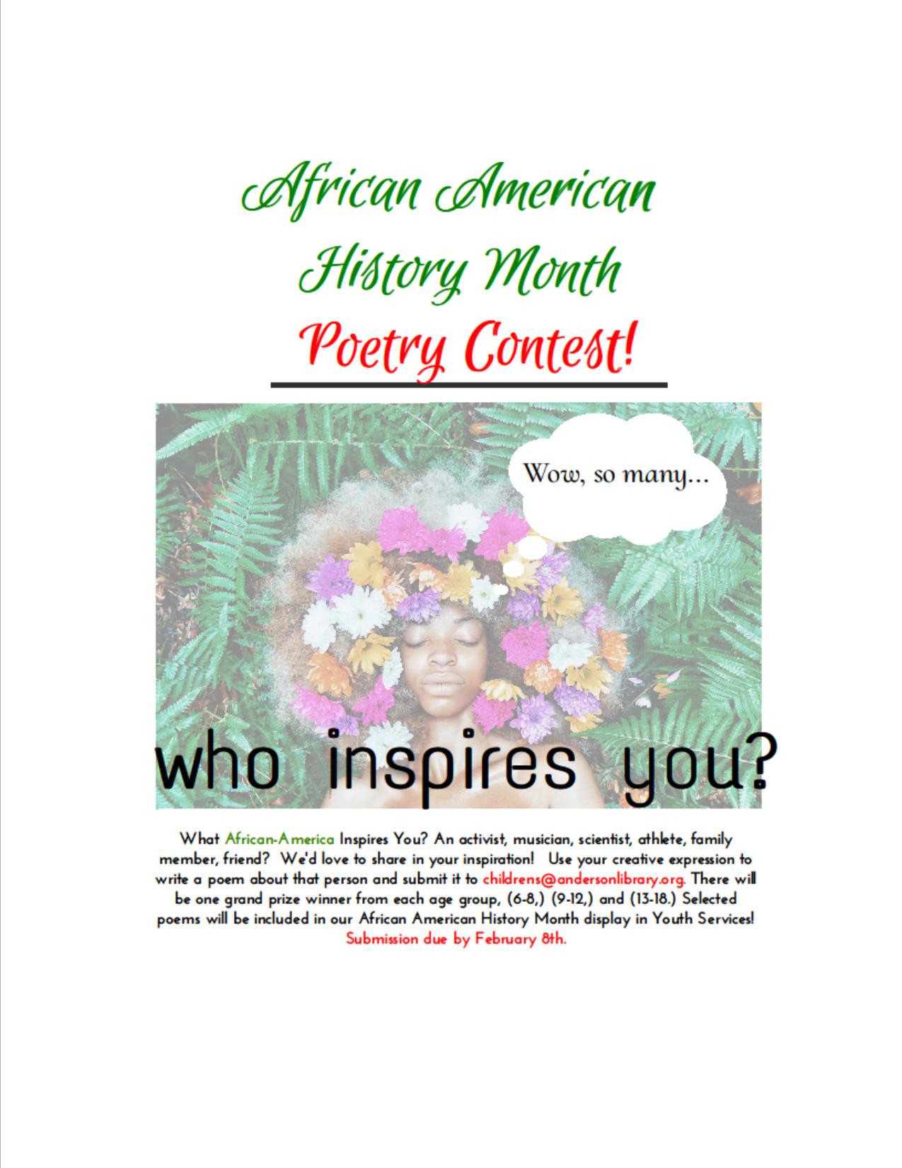 Who Inspires You!  African American Poetry Contest!