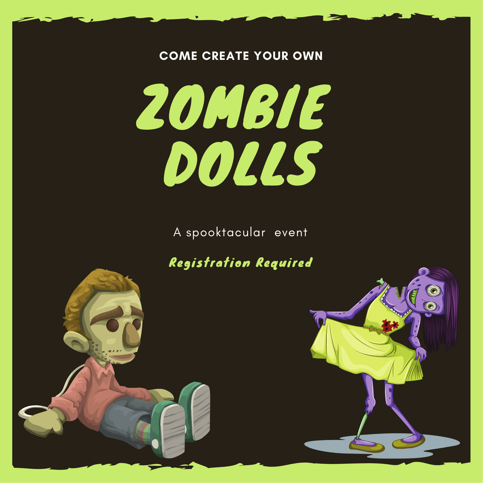 Create your own zombie dolls / girl zombie boy zombie