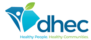 dhec blue and green logo text reads dhec healthy people healthy communities