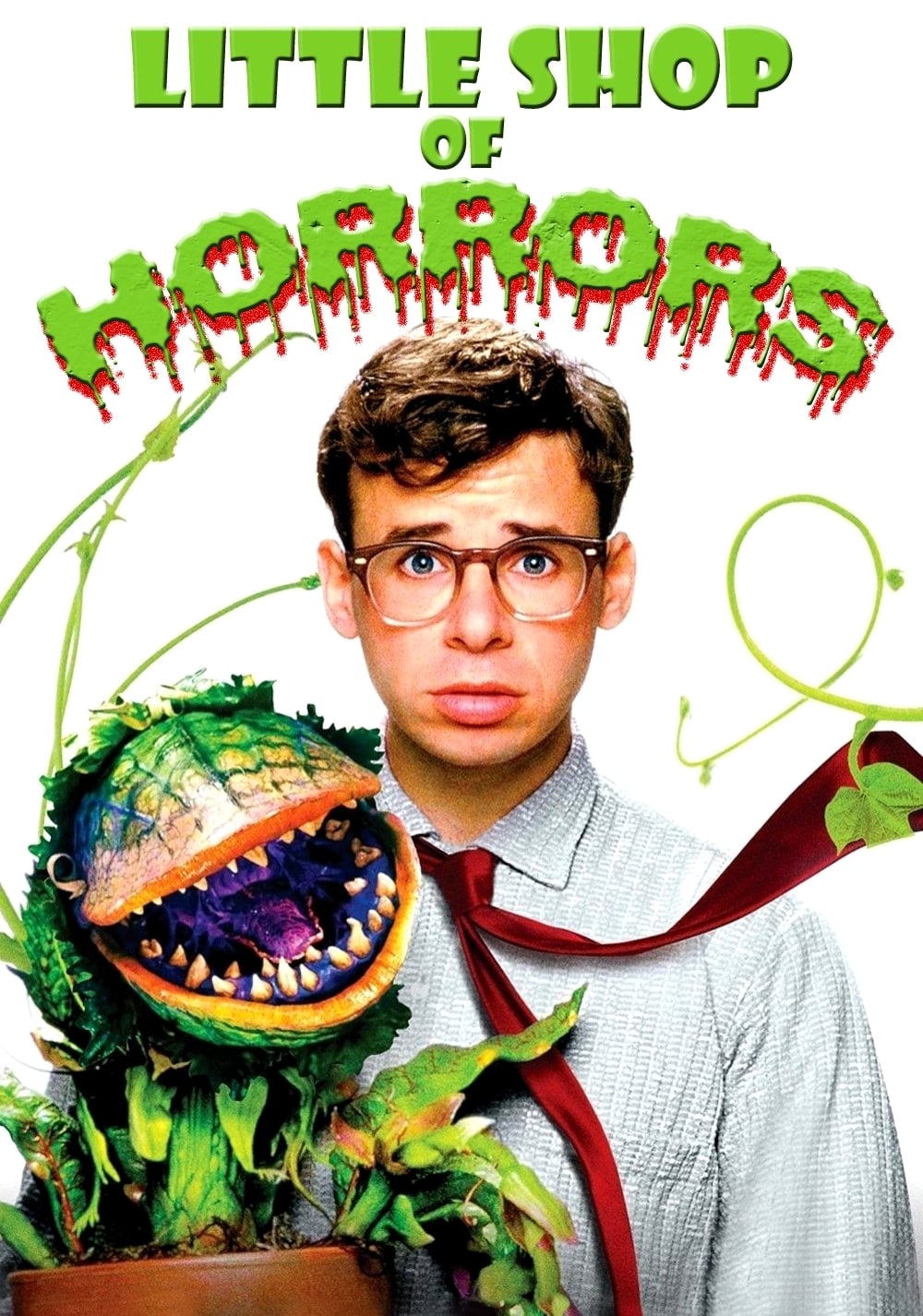 Movie poster featuring Rick Miranus and Audrey II an alien plant