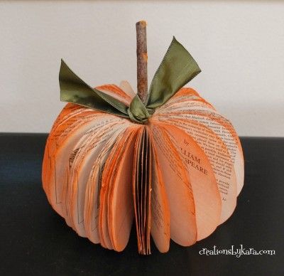 recycled book pumpkin