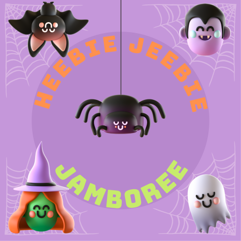 Heebie Jeebie Jamboree spider witch ghost vampire bat