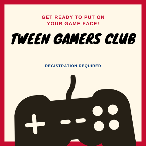 Tween gamers club put on game face black controller red background