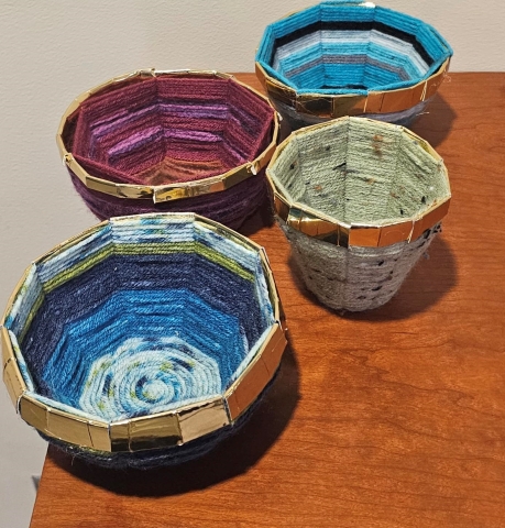 four woven yarn bowls