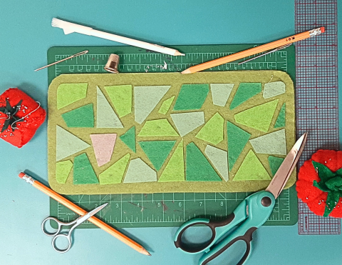 a green mosaic placemat 