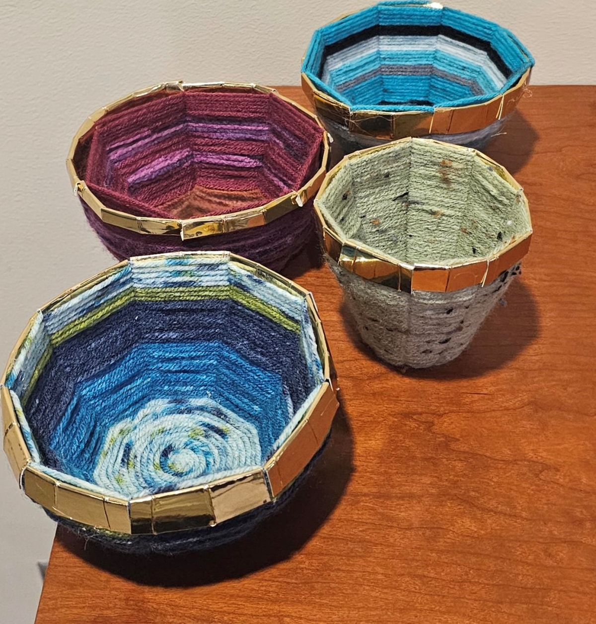 four woven yarn bowls