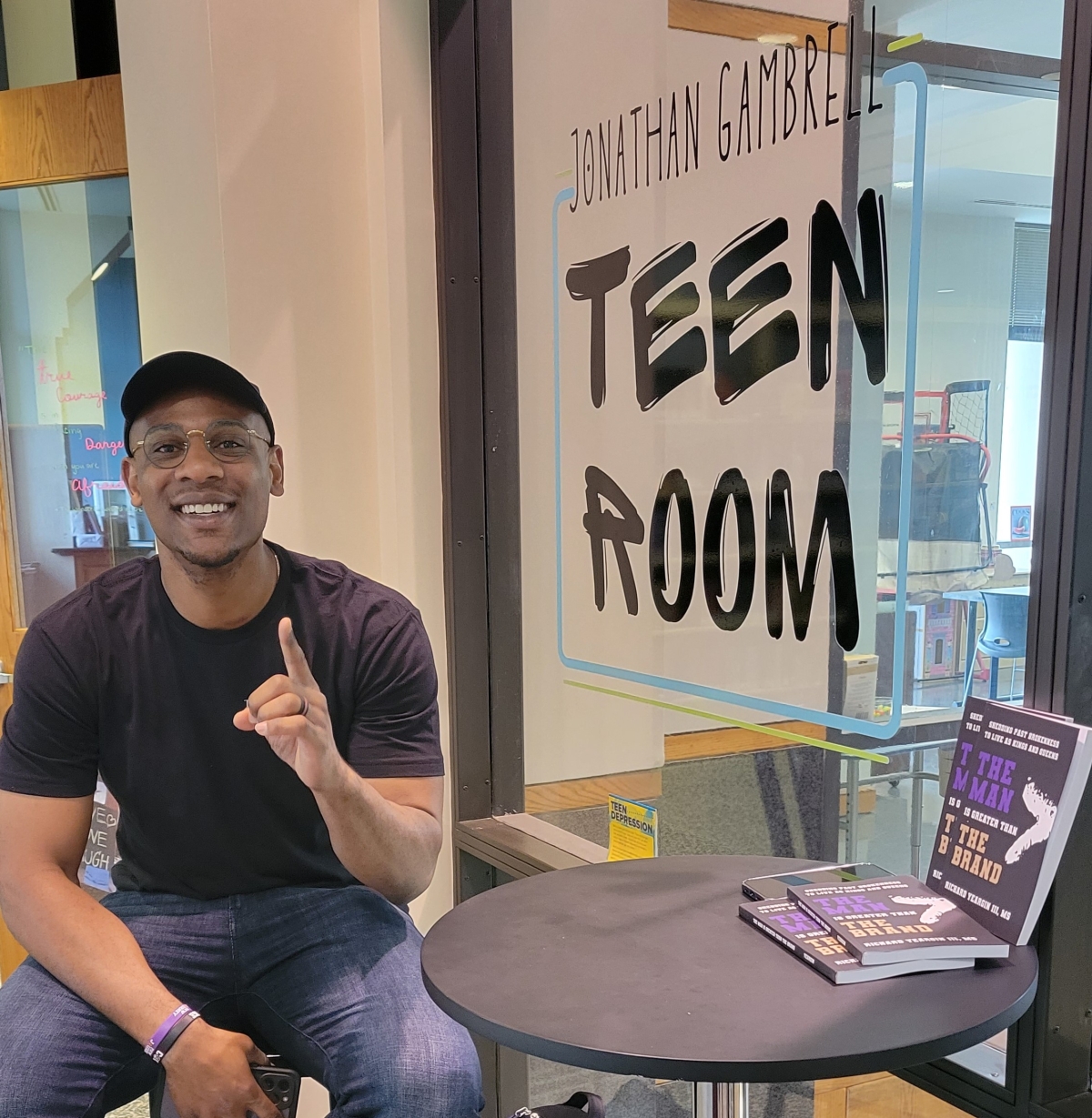 Richard Yeargin sitting outside Gambrell Teen Room